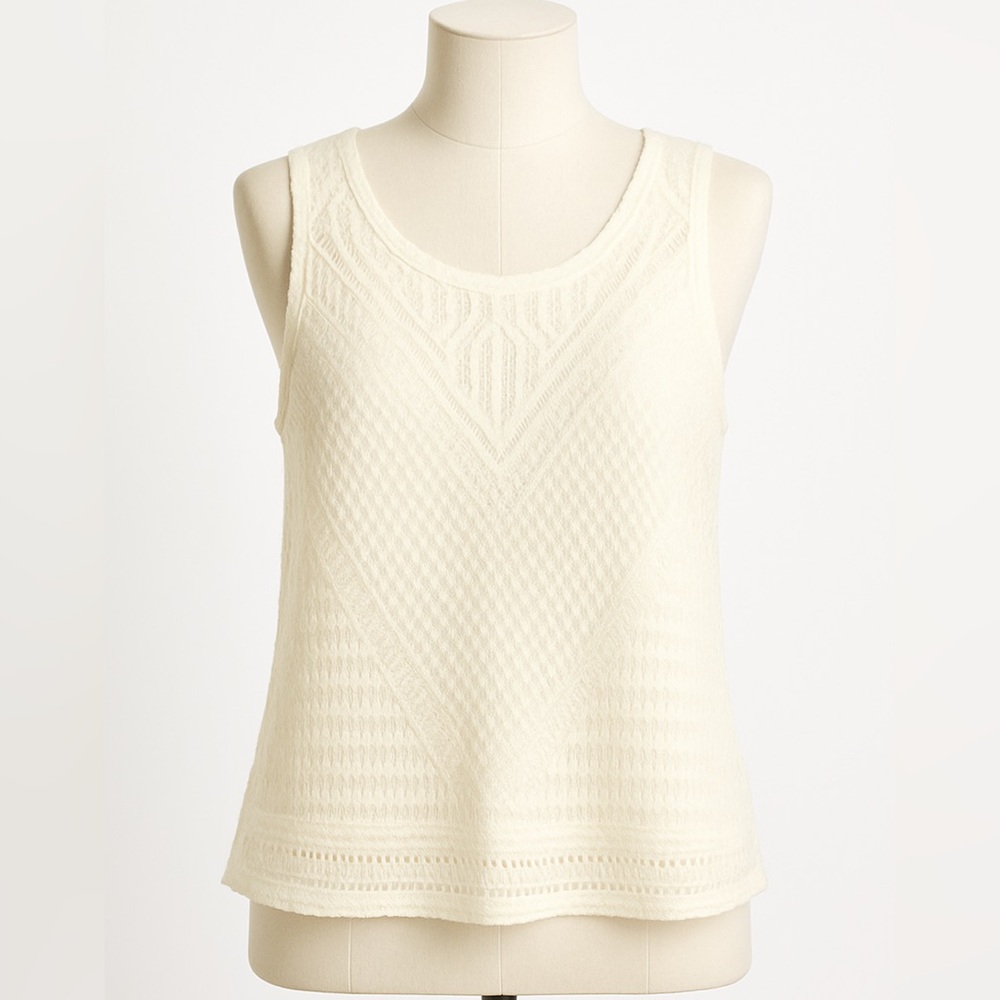 Cotton blend White House Black Market Ivory Textured Tank Top